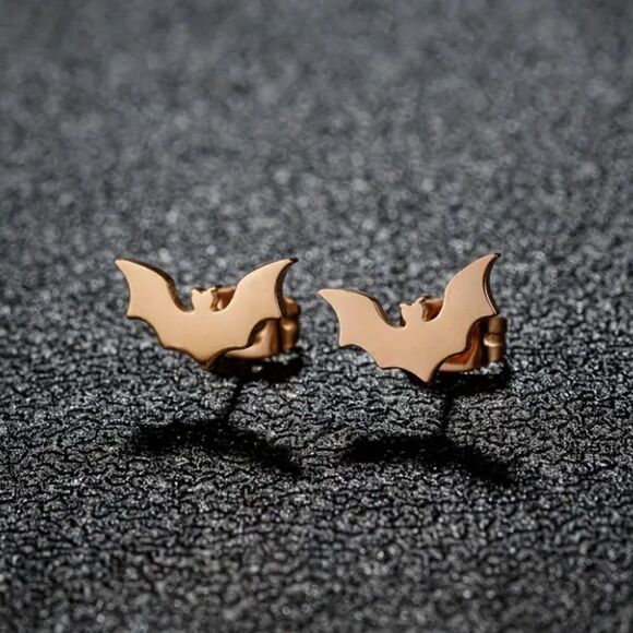 Rose gold Mini bat earring studs - Picture 2 of 4